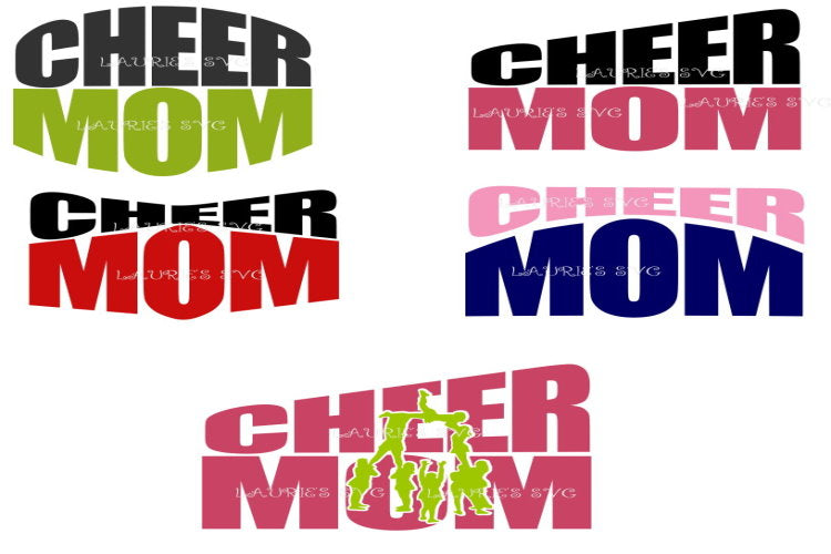 SVG DESIGNS - 5 CHEER MOM DESIGNS instant download