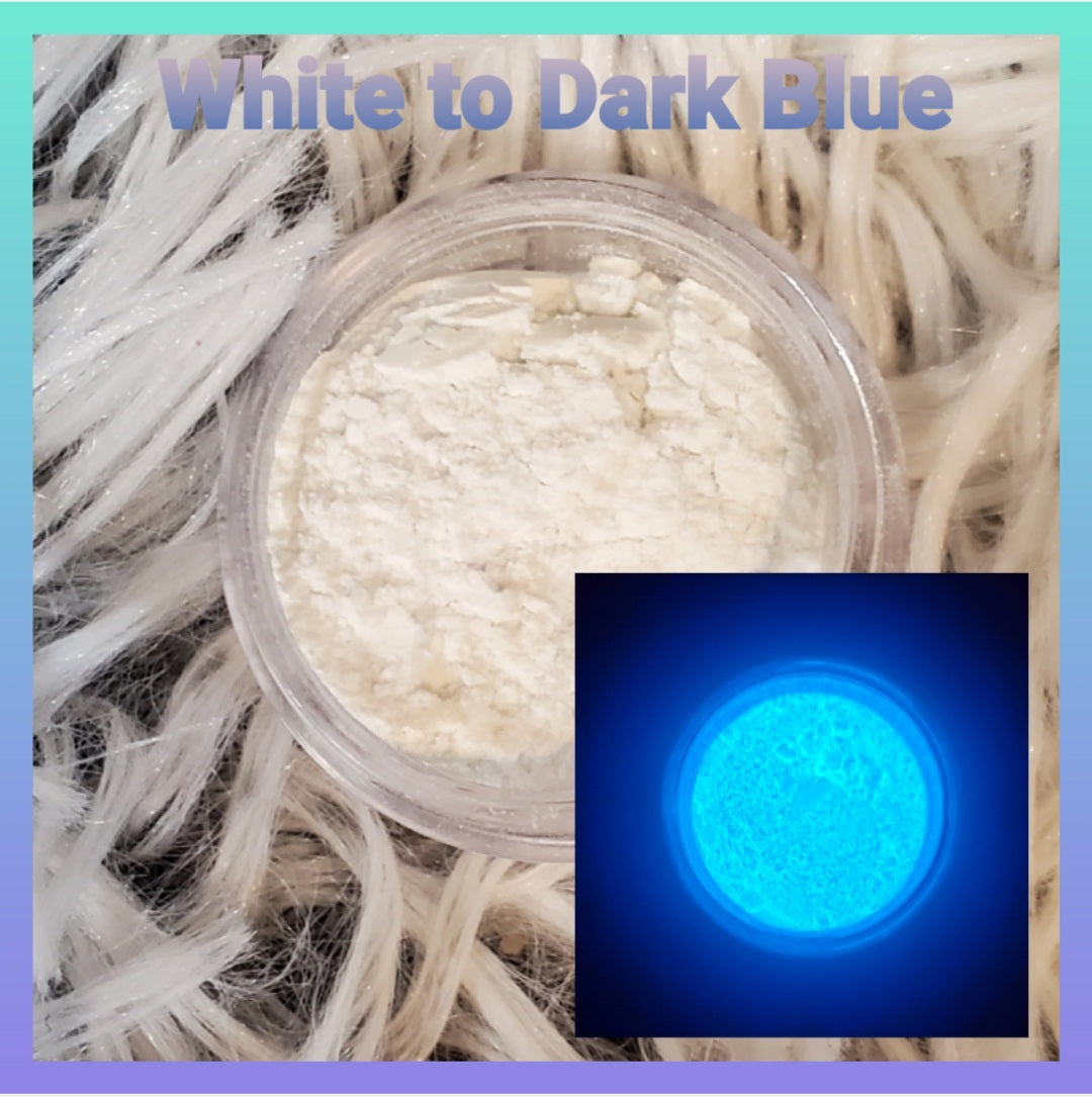 White to Dark Blue glow powder 5 gram Jar