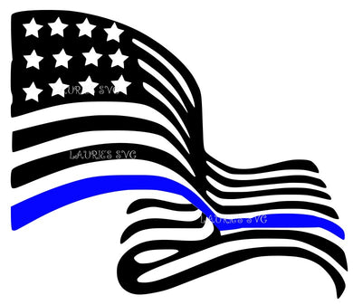 SVG DESIGN - USA FLAG BLUE LINE instant download