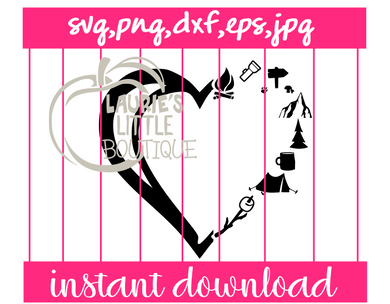 SVG DESIGN INSTANT DOWNLOAD - HEART CAMPING SVG,PNG,DXF,EPS,JPG